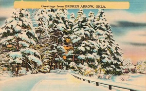 Greetings from Broken Arrow Oklahoma Vintage PC Posted 1957 - Picture 1 of 2
