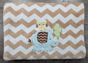Baby Circo Chevron Zig Zag Brown Fuzzy Elephant Owl Tree Blanket - Picture 1 of 3