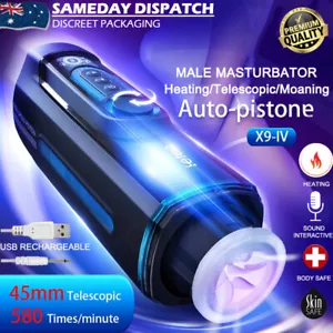 Automatic Piston Male Masturbator Heating Moaning Telescopic Stroker Cup Sex Toy - Picture 1 of 13