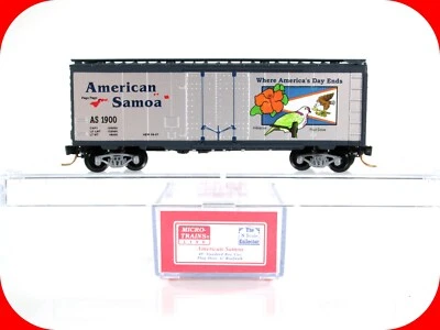 N Scale AMERICAN SAMOA 40' Box Car, AS 1900 - Micro Trains NSC Special Run 07-02 - Image 1 of 4