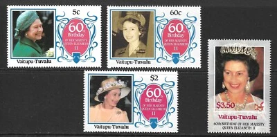 Vaitupu Tuvalu Scott 58-61 Elizabeth 60 cumpleaños tipo emitido 1986 MNH Foto 1 de 2