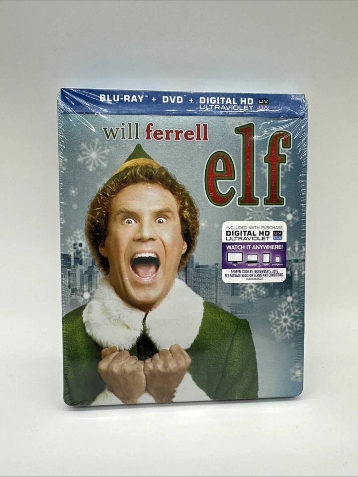 SEALED ELF STEELBOOK BLU-RAY + DVD WILL FERRELL W/ BONUS CD SOUNDTRACK Foto 1 de 4