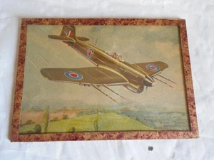 Vintage WW2 Framed post card Hawker Typhoon Louis Petit French Artist - Picture 1 of 2