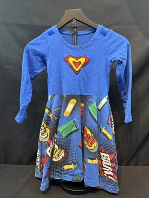 Vestido Princesa Impresionante Niñas Talla 8 Azul Superhéroe Cómic Giratorio *Falta Capa* Foto 1 de 4