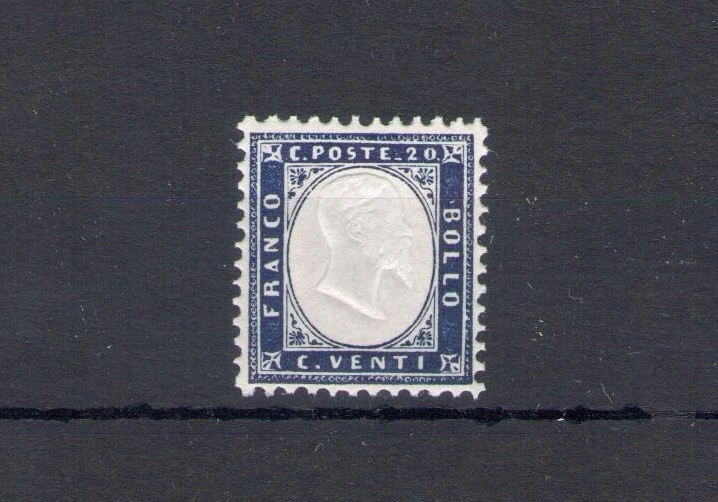 1862 Italy, No. 2 - 20 Cent Indigo, Effige Vittorio Emanuele II, MNH** - Image 1 of 1
