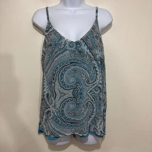 WHBM Shell-Tanktop blau Paisley V-Ausschnitt Spaghettiträger - Bild 1 von 5