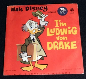 Disneyland Record I'M LUDWIG VON DRAKE 45rpm Walt Disney History Vault - Picture 1 of 7