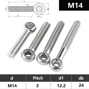 TORNILLOS DE OJO M14 ANILLOS ROSCADOS ALAMBRE DE CATENARIA TORNILLOS COLGANTES ACERO INOXIDABLE 304 - Imagen 1 de 6
