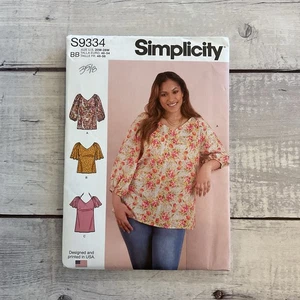 Camisa Blusa Camisa Simplicity 9334 Patrón Costura Escote en V Talla 20W-28W SIN CORTAR - Imagen 1 de 4