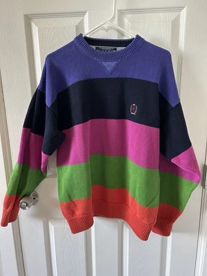 Свитер Tommy Hilfiger 1990-е винтажный цветной блок с круглым вырезом размер средний - Изображение 1 из 4