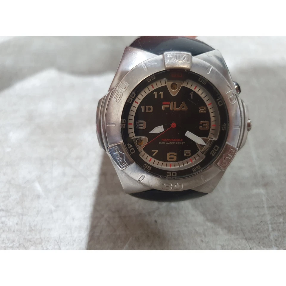 Fila Mithra 317 Sports Watch Men's Black Straps Quartz Analog Dial Rechargeable - image 1 of 4