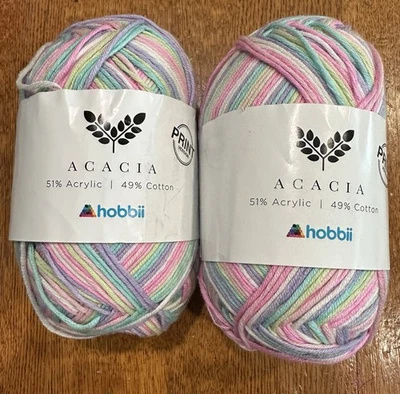 Hilo a rayas Hobbii estampado acacia pasteles # 13, 51 % acrílico 49 % algodón nuevo Foto 1 de 4