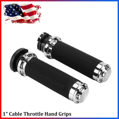 1" Cable Throttle Hand Grips For Harley Roadster XL1200CX Fat Bob FXDF/FLSTF - Изображение 1 из 4