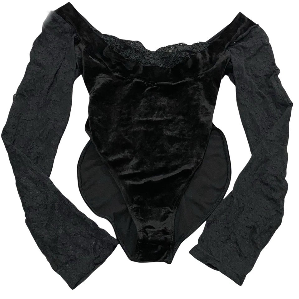 Body de Terciopelo Victoria’s Secret Etiqueta Dorada Vintage Años 90 Encaje Bruja Gótica S-L  Foto 1 de 4
