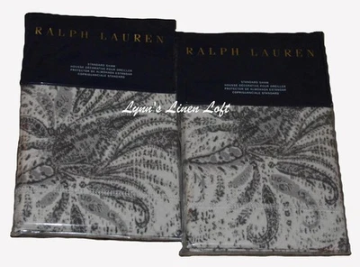 2 CONJUNTO DE FRONHAS PADRÃO RALPH LAUREN Dover Street Gwendolyn cinza paisley $370 - Imagem 1 de 4