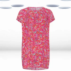 Ex Women's Plus Size Short Sleeve Paisley Print Shift Dress - Pink (Defect) - Picture 1 of 4