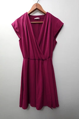 Maison Jules Women’s Small Burgundy A-Line Dress Short Sleeve Spring Summer - Image 1 of 4