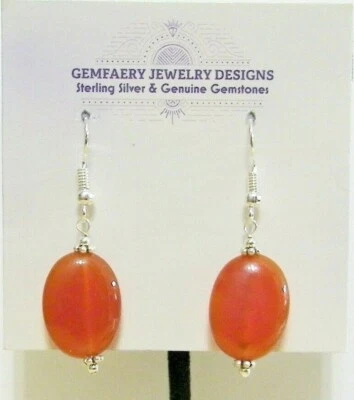 Pendientes colgantes de plata esterlina con piedras preciosas de cornalina natural #1783... hechos a mano en EE. UU. Foto 1 de 4