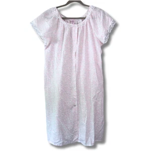 Vtg 90s Sears Mumu House Dress Large Pink Floral Lounge Granny Cottage Chemise - Picture 1 of 9