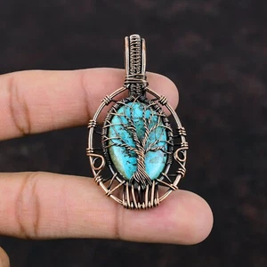 Gift For Her Shattuckite Wire Wrapped Tree Of Life Pendant Copper Jewelry 2.36" - Picture 1 of 6