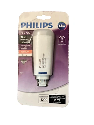 New Philips 26w Equivalent PL-C PL-T 4-Pin Vertical LED Tube Lightbulb  - Image 1 of 4