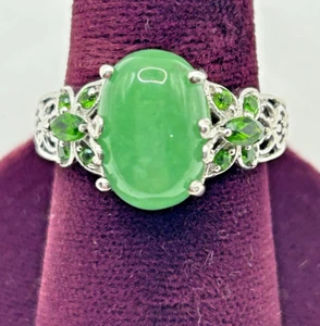 Anillo CHUCK CLEMENCY STS 925 Plata de Ley Jade Jadeíta Talla 10 - Imagen 1 de 7