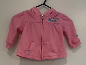 Puma Sport Lifestyle Baby Girl Pleated Lightweight Zip-Up XOXO Hoodie Pink 0-3 M - Picture 1 of 11