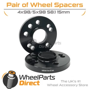 Separadores de rueda (2) negro 4x98/98 58,1 15 mm para Abarth 595 15-22 - Imagen 1 de 4