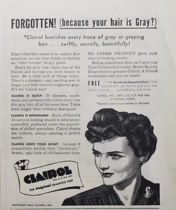1943 Clairol Hair Shampoo Banishes Every Trace Of Gray Or Graying Hair Print Ad - Picture 1 of 1