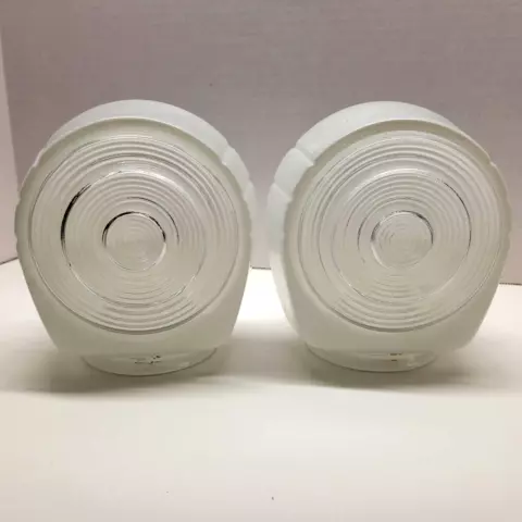 Lot of 2 VTG Art Deco Glass Sconce Globe Bathroom Restroom Clear & Milk White Cover