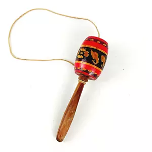 Vintage Handmade Mexican Balero Toy Wooden Barrel Game Madera Handpainted - Picture 1 of 4