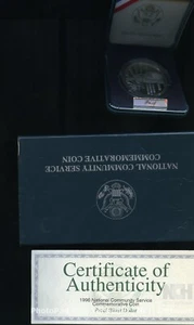 1996 S National Community Service Proof Silver Dollar Coin Box and COA as Issued - Picture 1 of 3