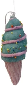 Ornamento in schiuma cono gelato di Natale rosa e turchese regalo per le vacanze - Foto 1 di 2