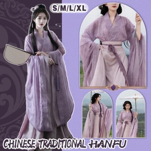 Chinese Traditional Hanfu Costume Woman Ancient Oriental Purple Dress Elegance - Picture 1 of 16