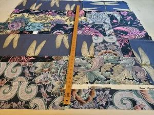 Liberty + Various Patchwork Curtain Fabric Pieces Quilting Arts Craft Blue L7 - Picture 1 of 19