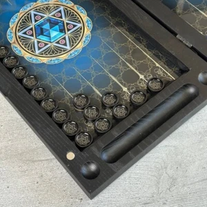 Tempered Glass Backgammon Set David Star 50cm, 19.7", Game Board, Gift for Him - Picture 1 of 11