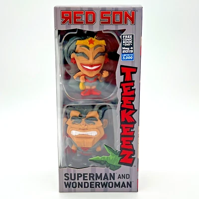 Figuras Tiki Teekeez FCBD 2019 DC Comics Red Son SUPERMAN & WONDER WOMAN • NUEVAS Foto 1 de 4