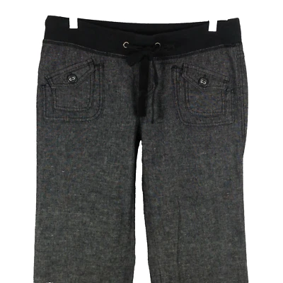 Vanity womens pull-on drawstring pants juniors 7 stretch gray flap leg roll-up - Image 1 of 4