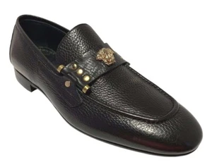 Sigotto Uomo Men's Slip On Black Tumbled Leather Dress Shoes 3754 - Picture 1 of 4