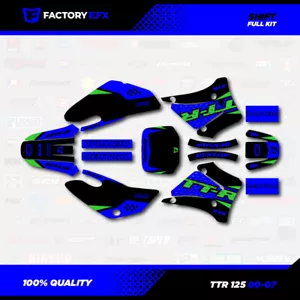 Blue & Green Shift Racing Graphics Kit fits 00-07 YAMAHA TTR125 TTR 125 decal - Foto 1 di 4