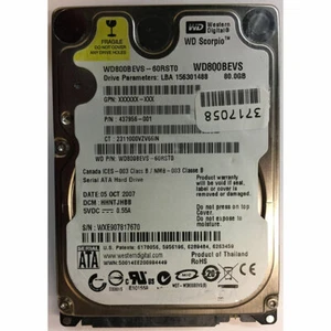437956-001 - HP 80GB 5400 RPM SATA 2.5" HDD - Picture 1 of 1