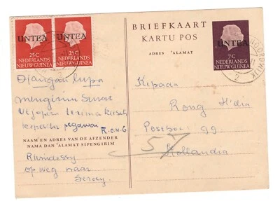 НИДЕРЛАНДЫ НОВАЯ ГВИНЕЯ UNTEA ПОЧТОВЫЕ КАНЦЕЛЯРСКИЕ ТОВАРЫ КАРТА HOLLANDIA NOORDWIJK 1962  - Изображение 1 из 3