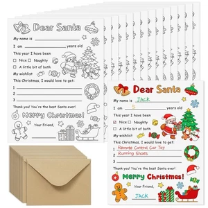 24 juegos colorea tu propia carta a Papá Noel con sobres, cartas artesanales navideñas... - Imagen 1 de 8