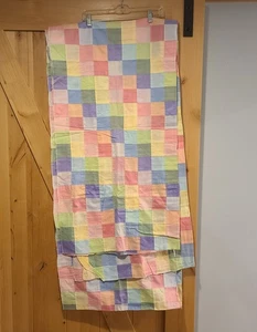 Pastel Patchwork Madras Fabric 184x44" Pink Green Blue - Picture 1 of 6