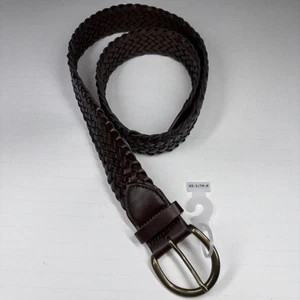 Old Navy Synthetic Leather Wovan Belt XS S/TP-P Dark Brown 1 1/2" Wide NWT - Picture 1 of 10