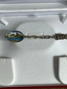 Cucchiaio continentale in argento massiccio e smalto 800 - Foto 1 di 7