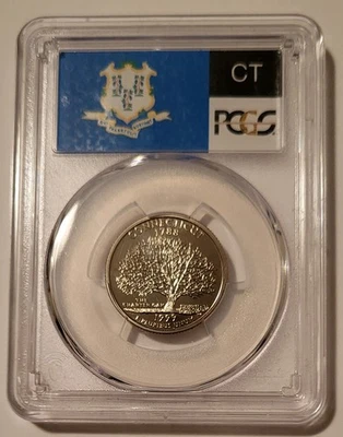 1999 S Clad Connecticut State Quarter Proof PR70 DCAM PCGS Flag Label - Image 1 of 2