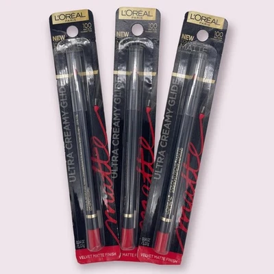 3 Pack L'Oreal Paris Colour Riche Matte Lip Liner 100 Matte In Manhattan New - Image 1 of 4