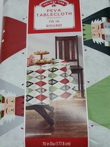 New Holiday Time Christmas Nutcracker Vinyl Tablecloth, 70 Round Table - Picture 1 of 2
