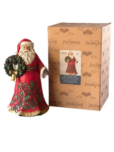Estatua de 12" Jim Shore Santa Glad Tidings All Around Holly Wreath - Imagen 1 de 6